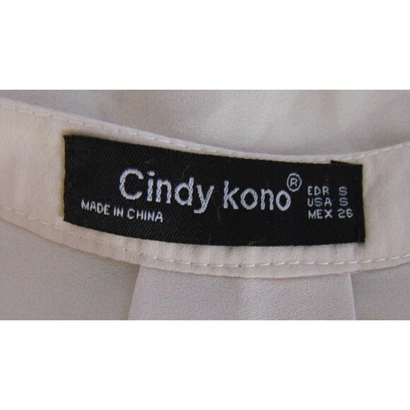 Chinese Asian Blouse Top Womens Small V-Neck Red Bird Detail Pleated White S - Picture 8 of 10